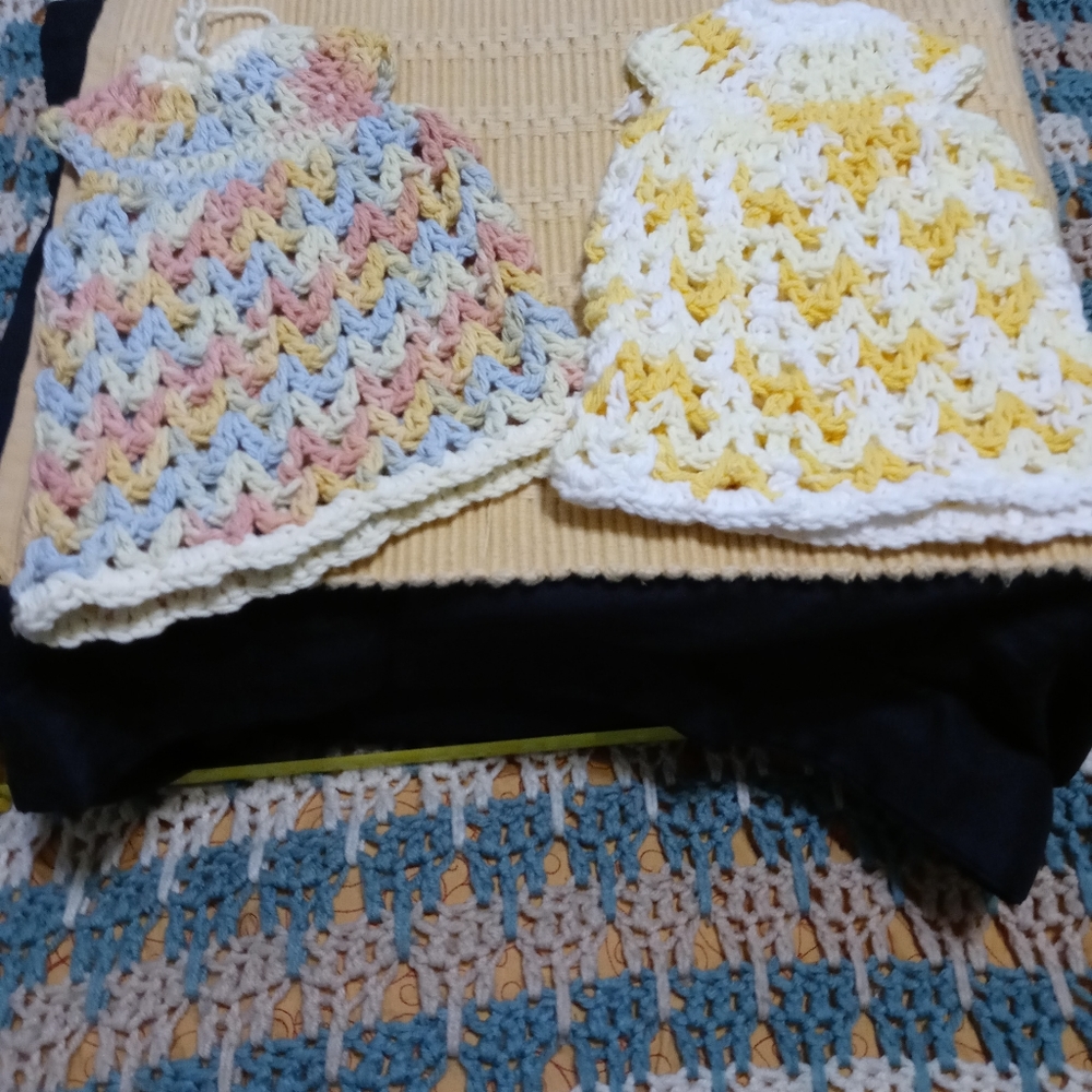 Home made crocheted bottle cover's